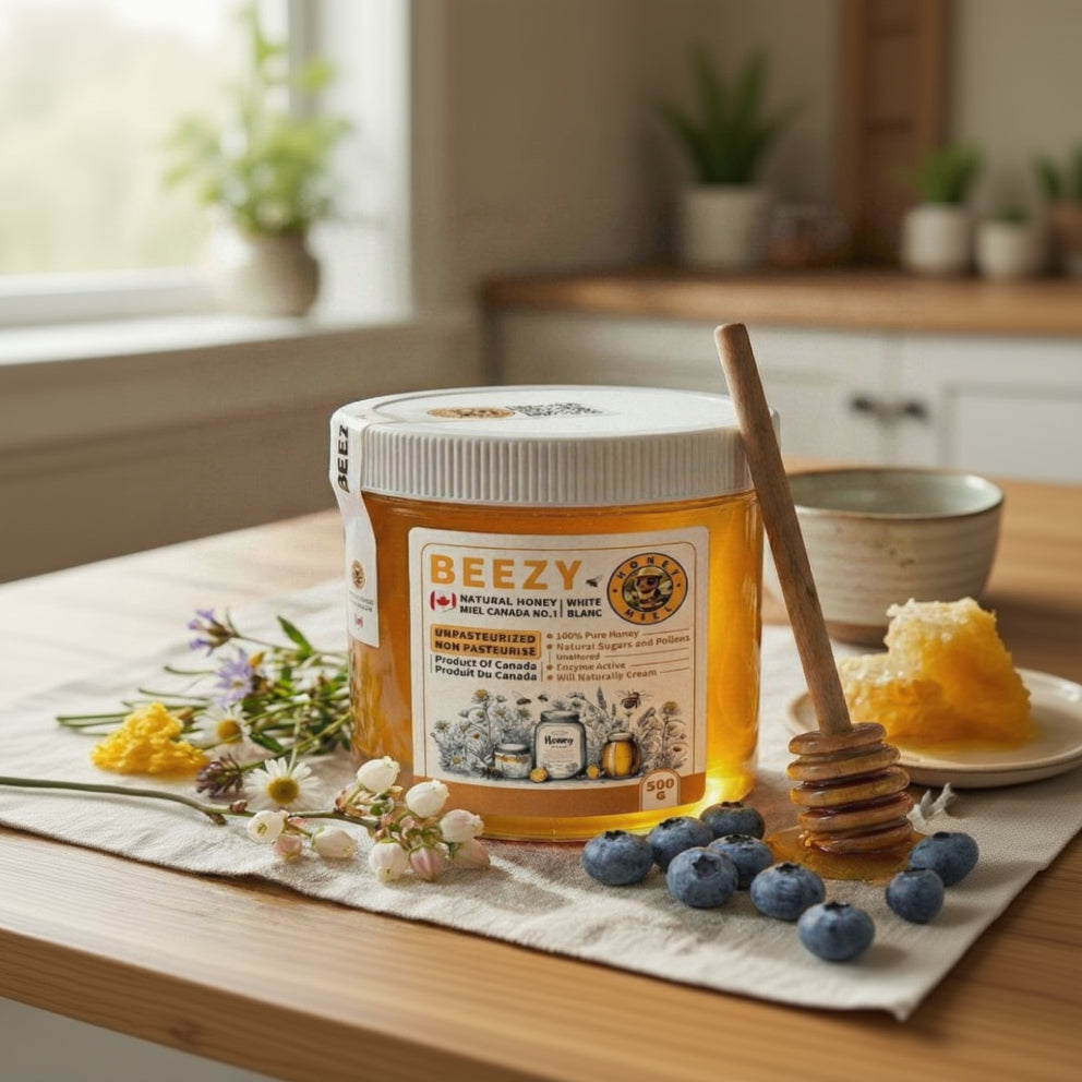 Liquid Blueberry Blossom Honey – Unfiltered with Natural Beeswax 500g